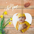 Персонализирано бяло сърце със снимка