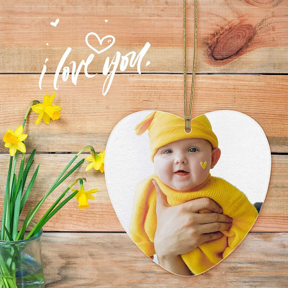 Персонализирано бяло сърце със снимка